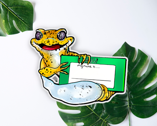 Leopard Gecko Name Tag Sticker 4"x4"
