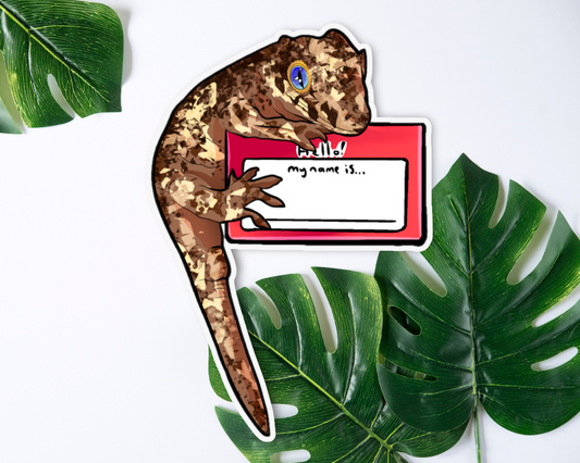 Gargoyle Gecko Name Tag Sticker 4"x4"