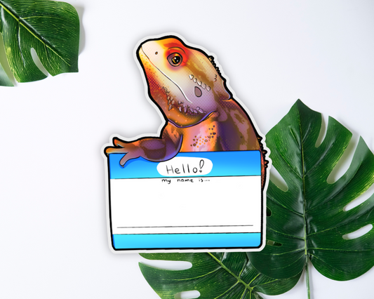 Bearded Dragon Name Tag Sticker 4"x4"