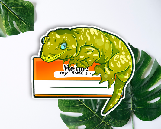 Leachie Gecko Name Tag Sticker 4"x4"